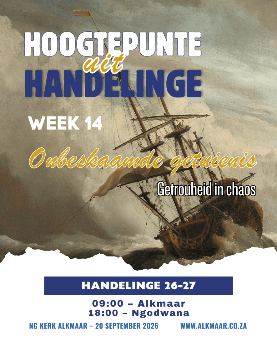 erediens te Alkmaar - 09:00 en Ngodwana 18:00